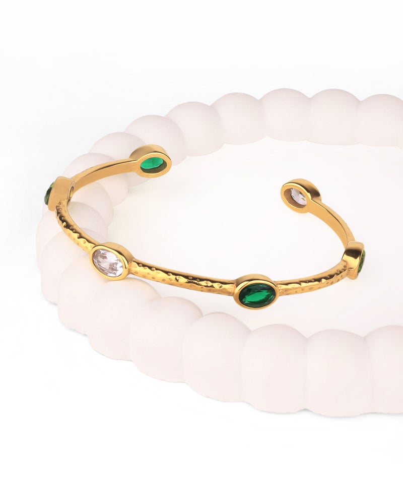 TAAHIRA Tamara Green Stone Cuff Bracelet - Image 2